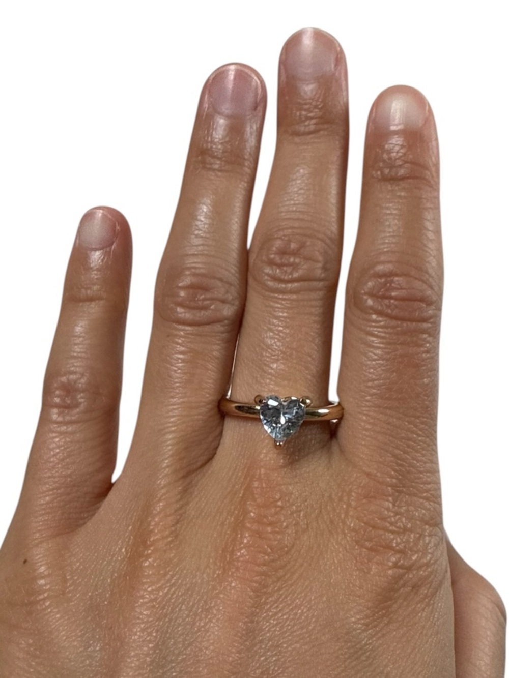 Gold Heart Engagement Ring Cubic Zirconia Heart Ring Gold Promise Ring Size 9